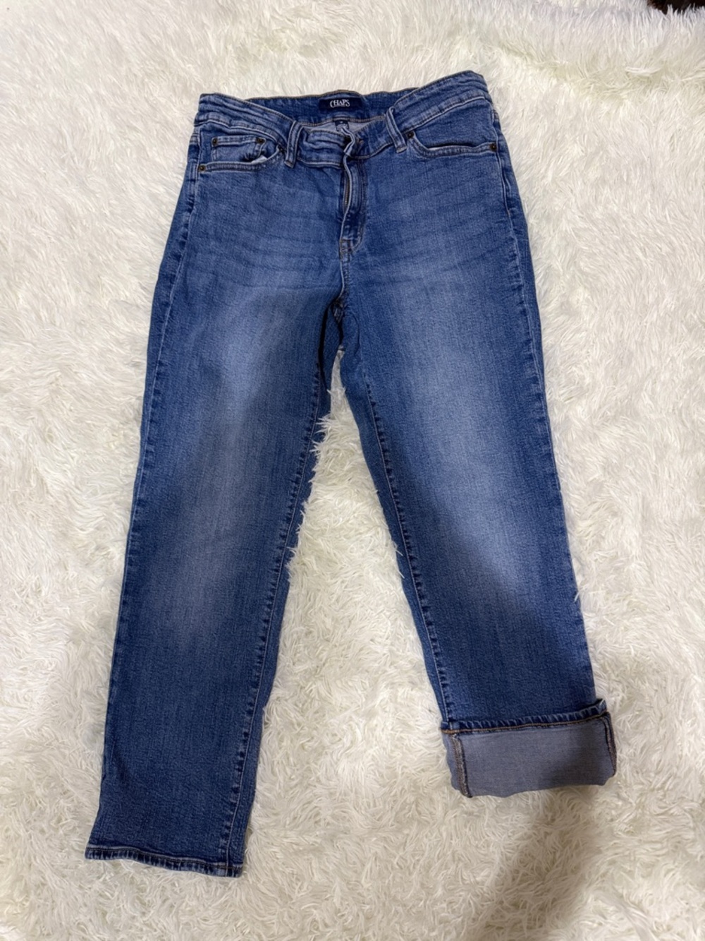 Ralph Lauren Women's Medium Blue Boyfriend Jeans - Cuffed Hem